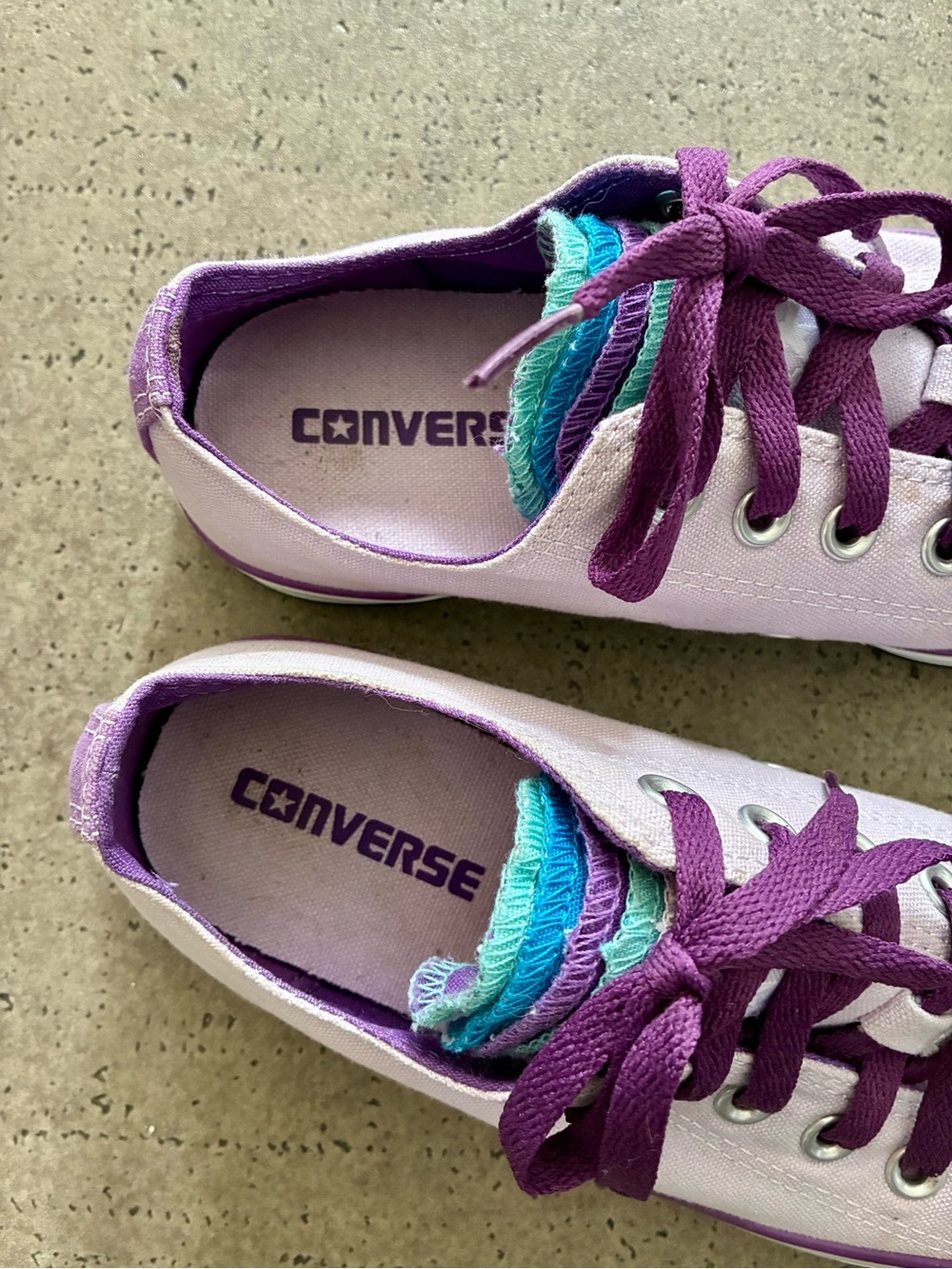 Converse All Star Rare Multi-Tongue Lavender Purple Low Top Sneakers Size 8